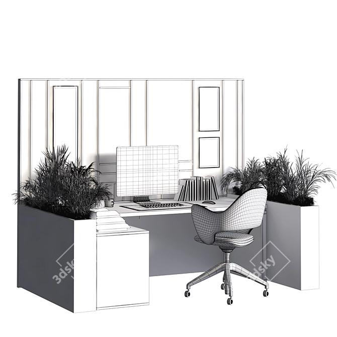 Modern Versatile Home Office Desk 3D model image 7