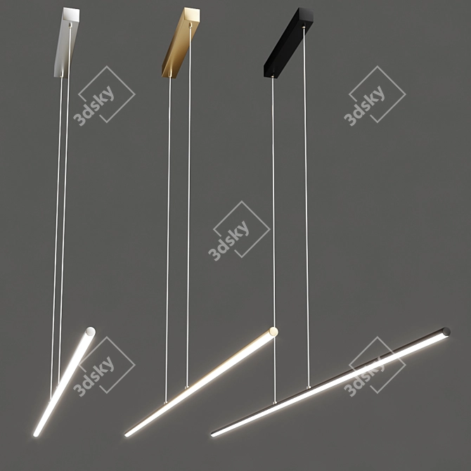 Modern LED Pendant Lamp Horizontal 3D model image 2