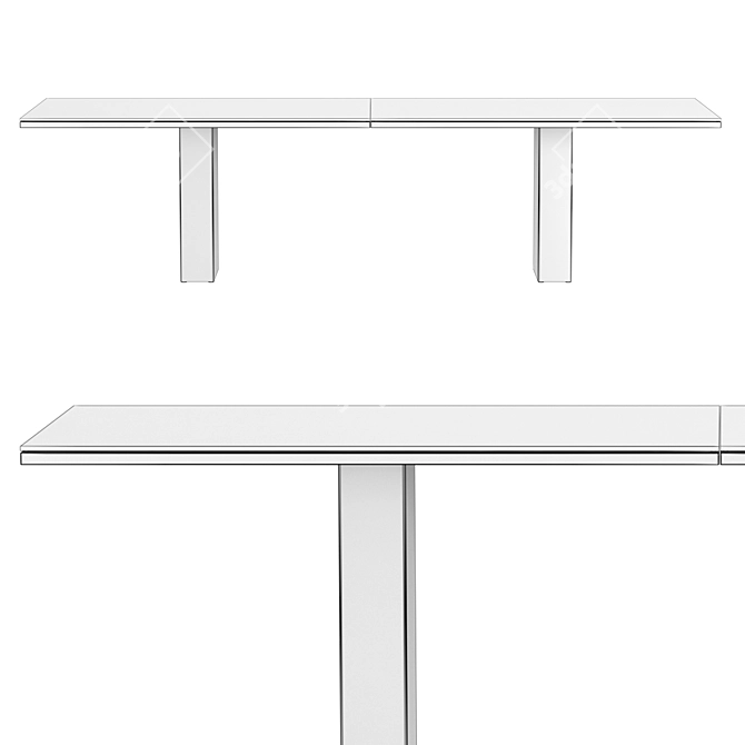 Contemporary Double Designer Dining Table 3D model image 5