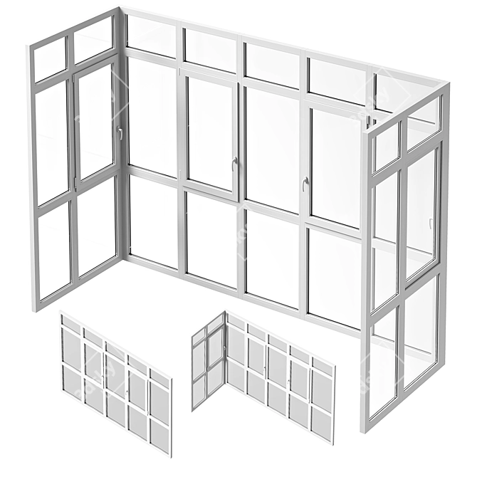 Panoramic Balcony Glazing 3D model image 1