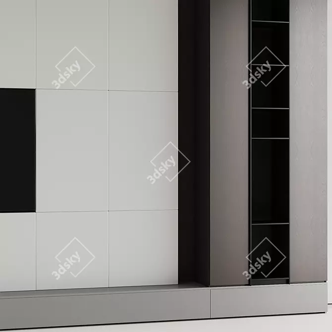 Modern TV Wall Unit, Dual-toned 3D model image 2