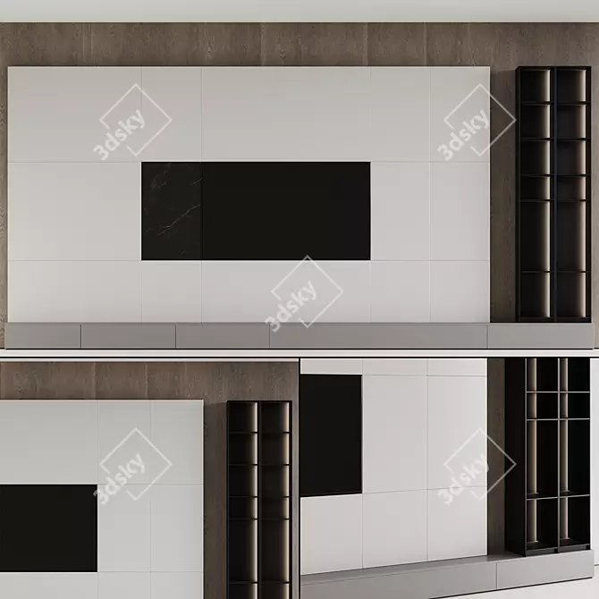 Modern TV Wall Unit, Dual-toned 3D model image 3