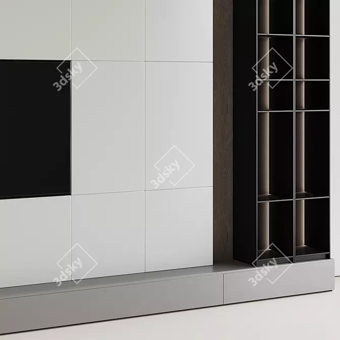 Modern TV Wall Unit, Dual-toned 3D model image 4