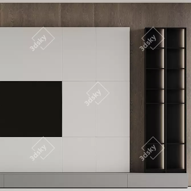 Modern TV Wall Unit, Dual-toned 3D model image 5