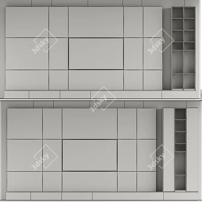 Modern TV Wall Unit, Dual-toned 3D model image 7