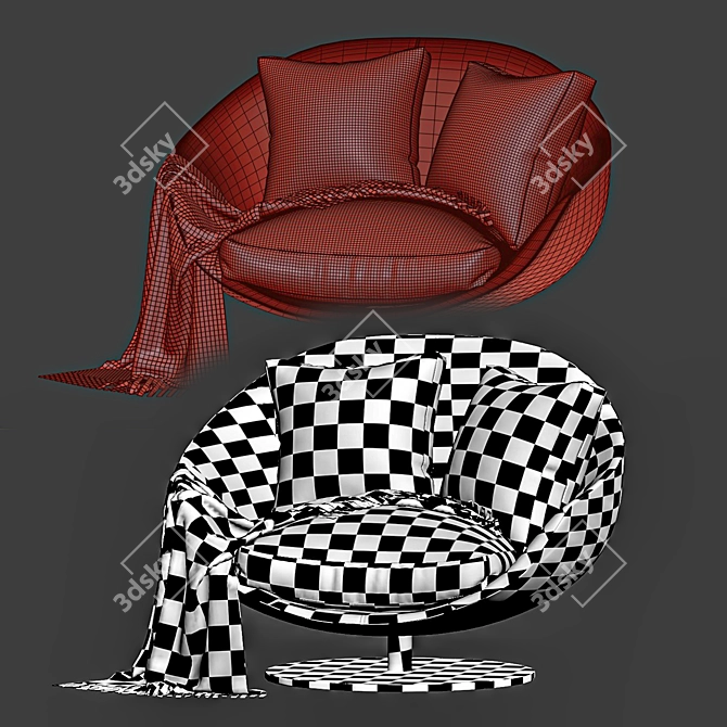 AVI Fabric Armchair with Swivel 3D model image 3