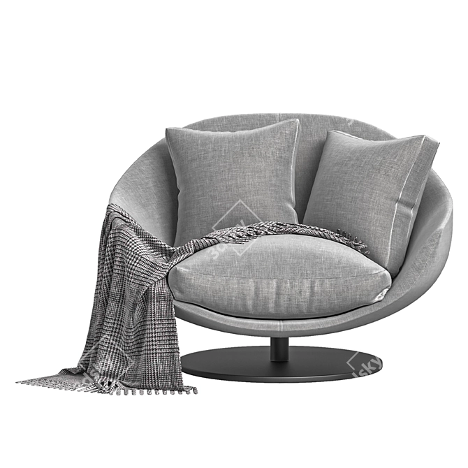 AVI Fabric Armchair with Swivel 3D model image 6