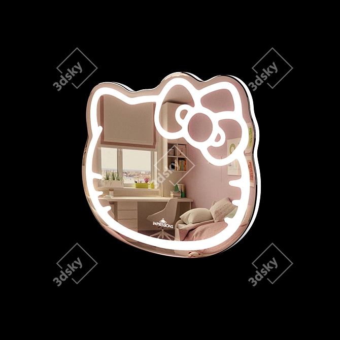 Colorful Hello Kitty LED Mirror 3D model image 1