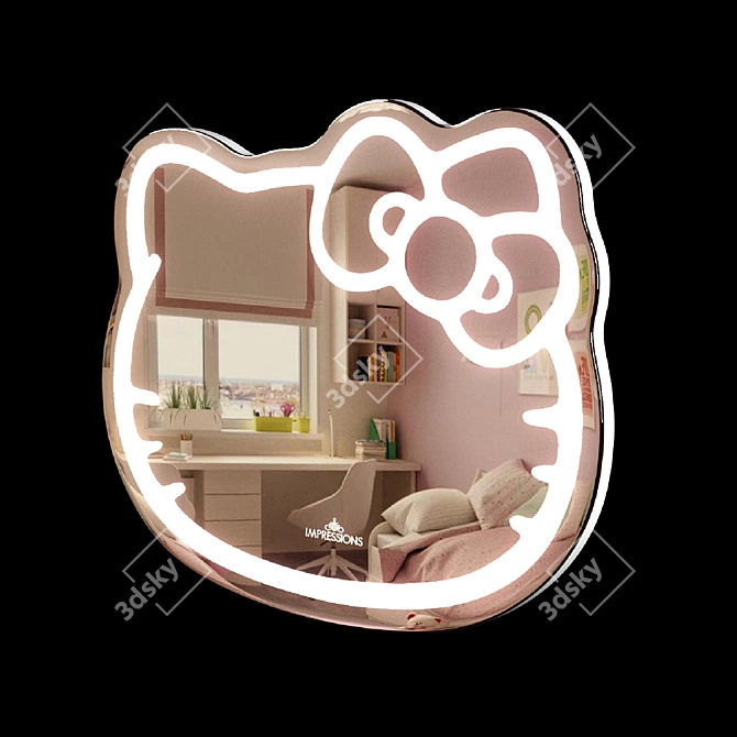 Colorful Hello Kitty LED Mirror 3D model image 6