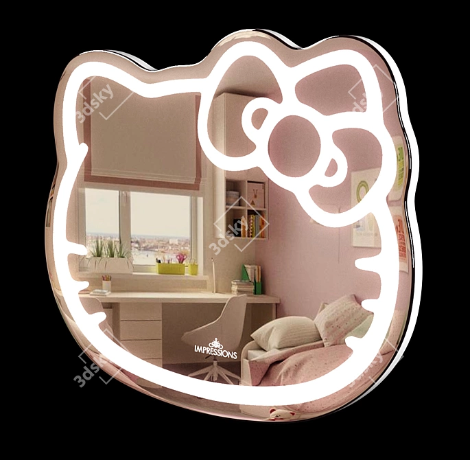 Colorful Hello Kitty LED Mirror 3D model image 7