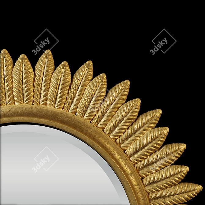 Gilded Radiant Crown Mirror 3D model image 4