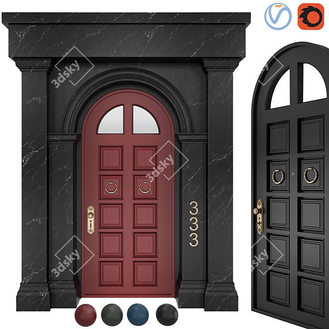 Classic Door 3D Model 05 3D model image 1