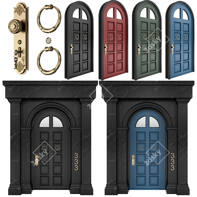 Classic Door 3D Model 05 3D model image 2