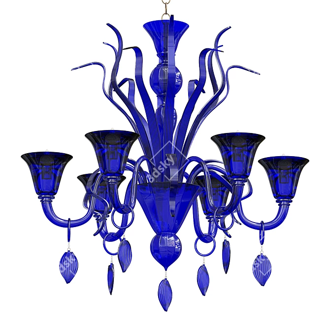 Italian Murano Glass Chandelier Blue 3D model image 1