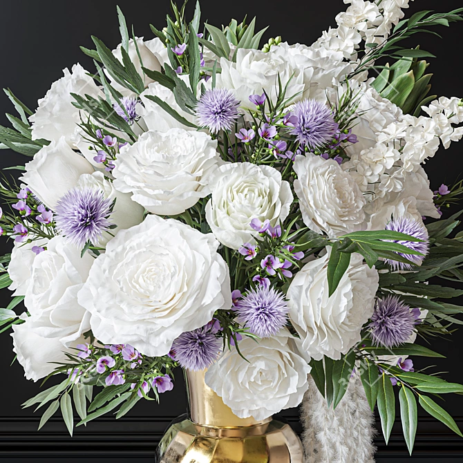 Elegant Floral Bouquet Decoration Set 3D model image 5