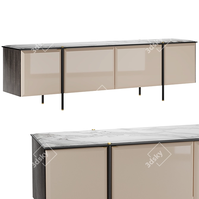 Elegant Tudor Sideboard: 3D Model 3D model image 1