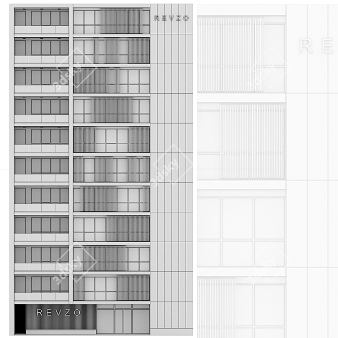 Precise Modular Office Structure Offering Versatile Design 3D model image 2