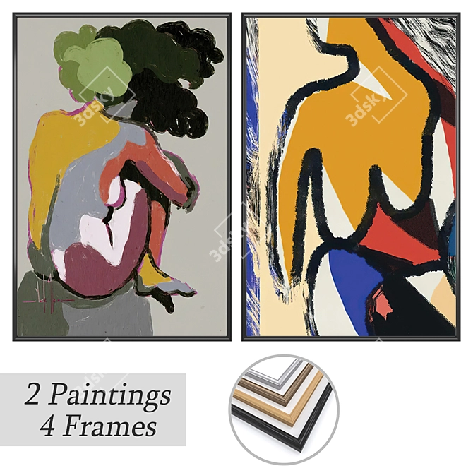 Art Prints Set with Frames 3D model image 1