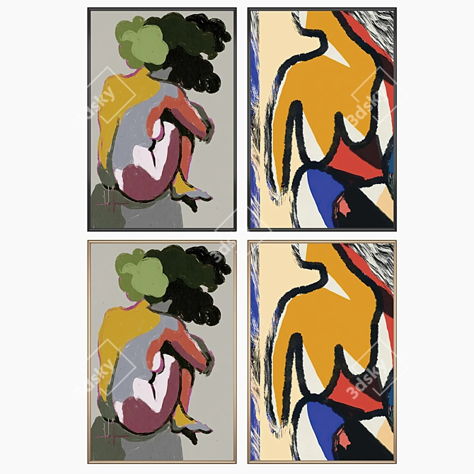 Art Prints Set with Frames 3D model image 2