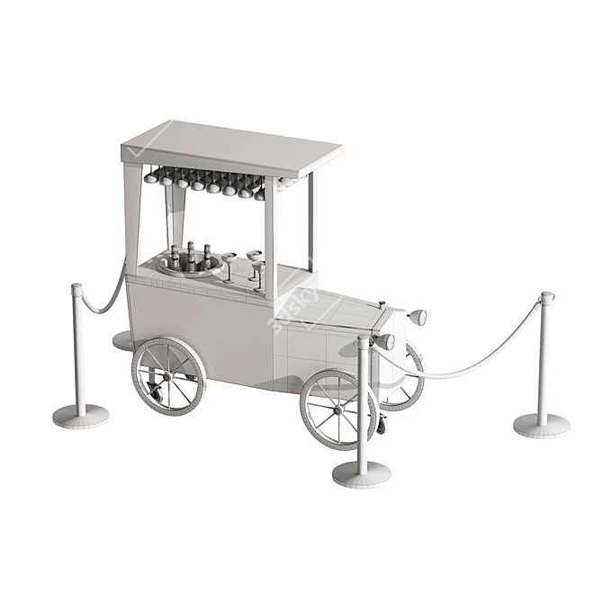 Sleek Black Wedding Bar Cart 3D model image 5