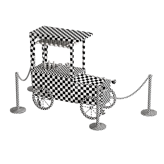 Sleek Black Wedding Bar Cart 3D model image 6