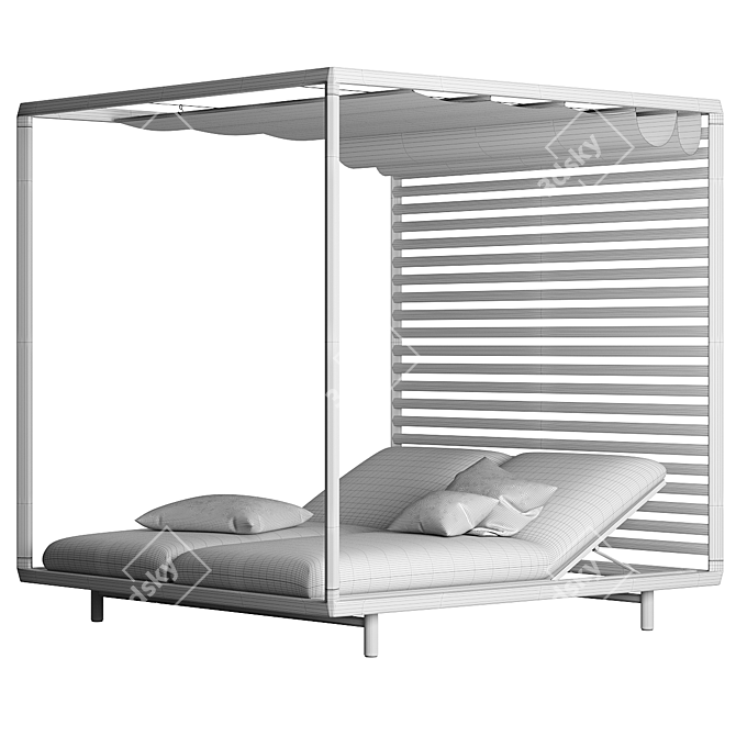 Stylish Pavilion Canopy Daybed 3D model image 2