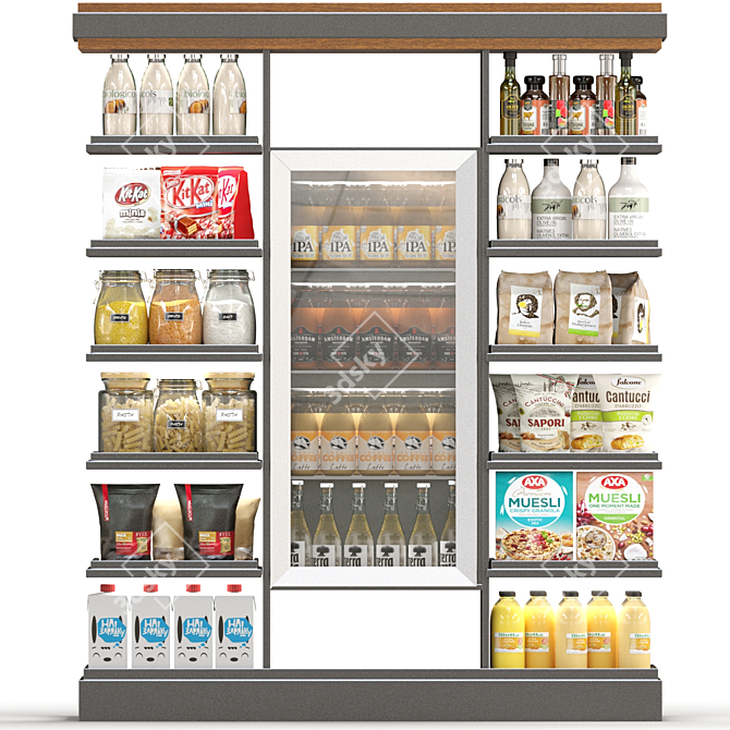 Supermarket Product Display Showcase 3D model image 1