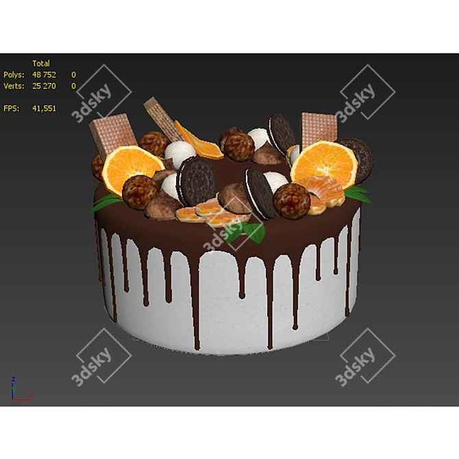 Oreo Cake & Citrus Slices 3D model image 6