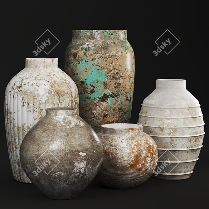 Artisan Concrete Vase: Textured Detail 3D model image 2