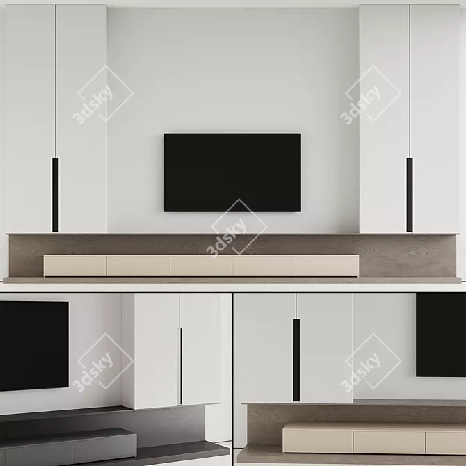  Dual Tone TV Wall Panel 3D model image 1