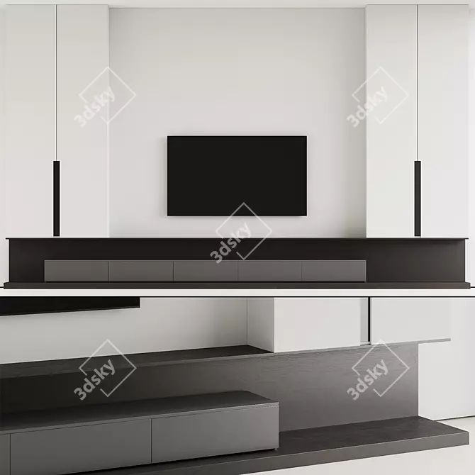  Dual Tone TV Wall Panel 3D model image 2