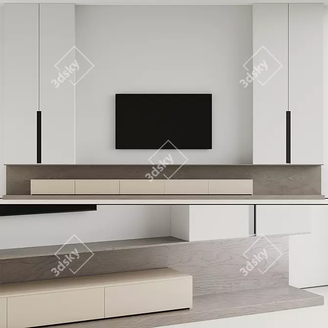  Dual Tone TV Wall Panel 3D model image 3