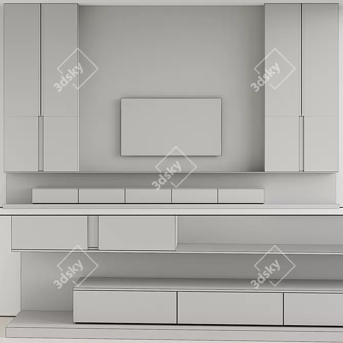  Dual Tone TV Wall Panel 3D model image 6