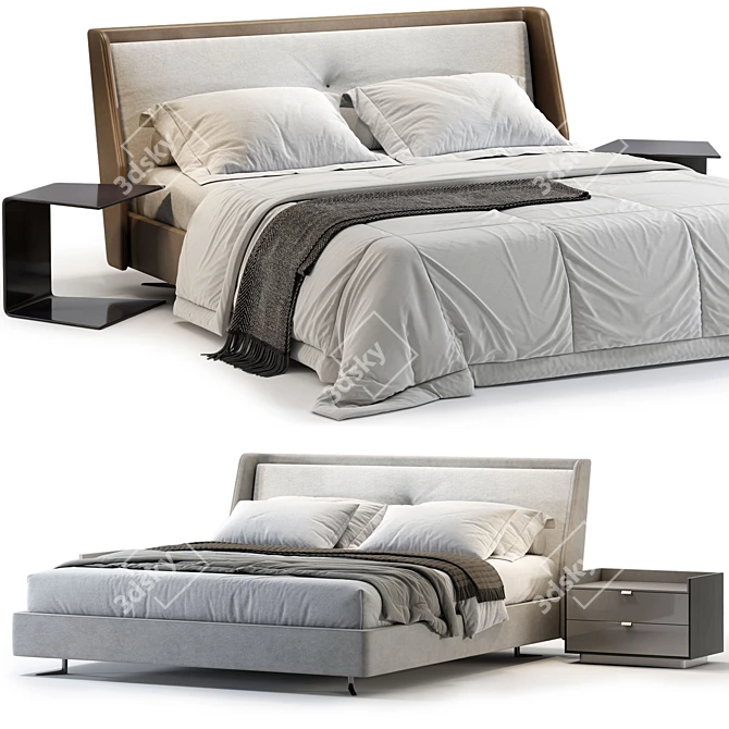 Modern Minotti Spencer Bed Model 3D model image 2