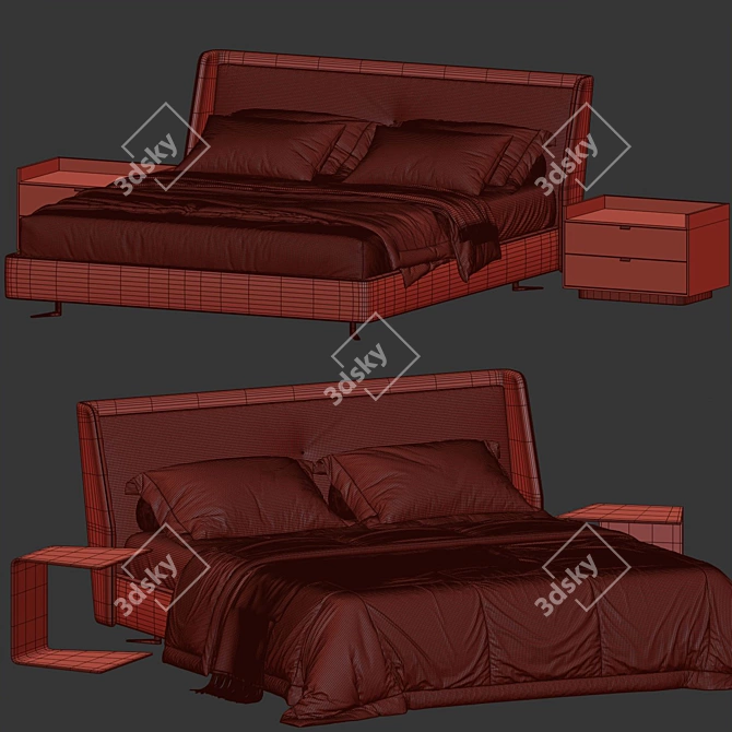 Modern Minotti Spencer Bed Model 3D model image 6