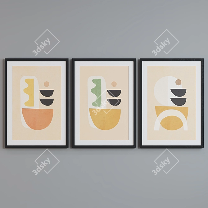 Modern Abstract Picture Frame Set 3D model image 5