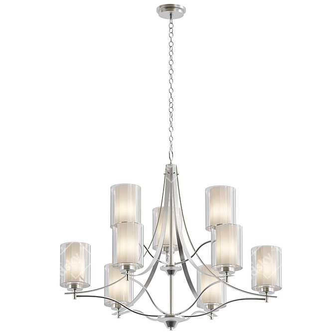 Sleek Elmwood Park Chandelier in Brushed Nickel 3D model image 1