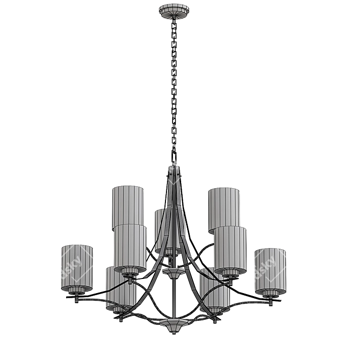 Sleek Elmwood Park Chandelier in Brushed Nickel 3D model image 2