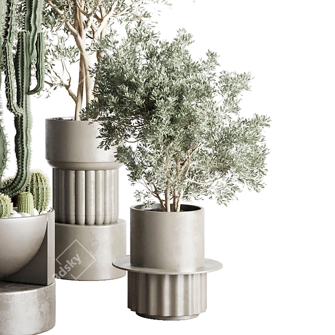 Concrete Vase Indoor Plant Collection 3D model image 3