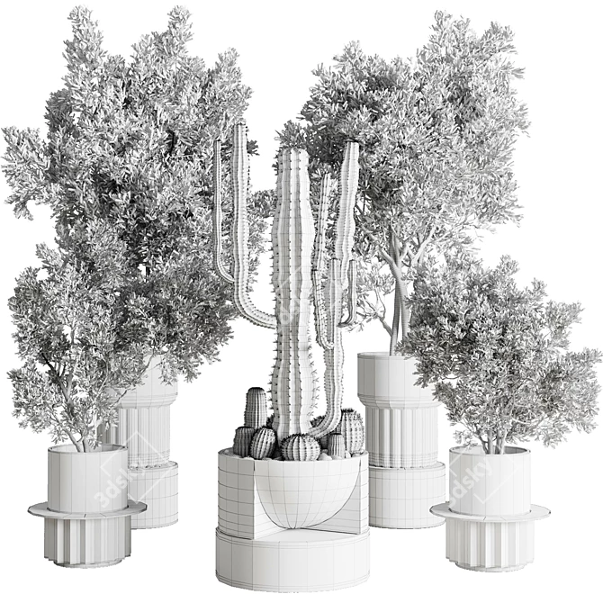 Concrete Vase Indoor Plant Collection 3D model image 7