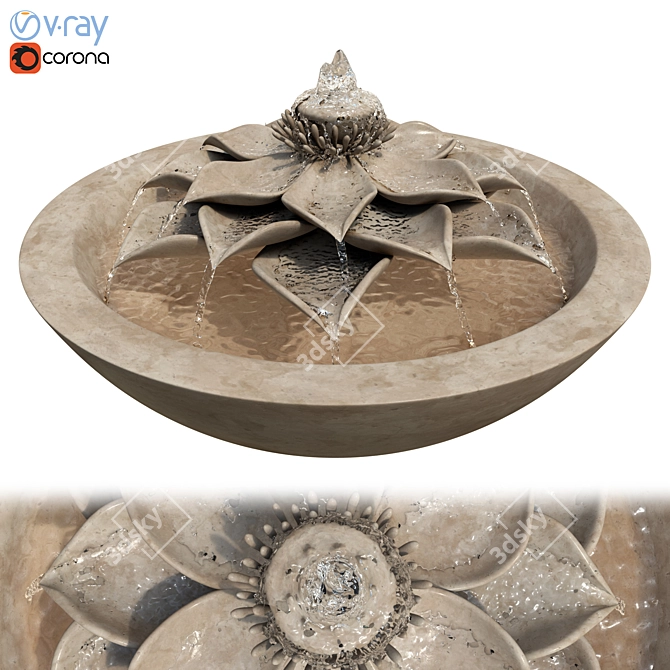 Lotus Fountain Bowl 3D Model 3D model image 1