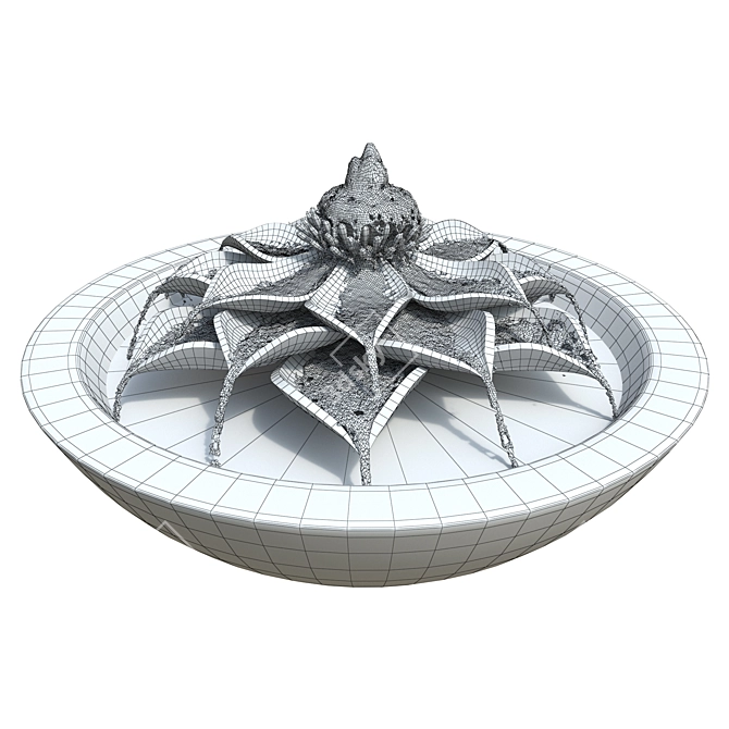 Lotus Fountain Bowl 3D Model 3D model image 5