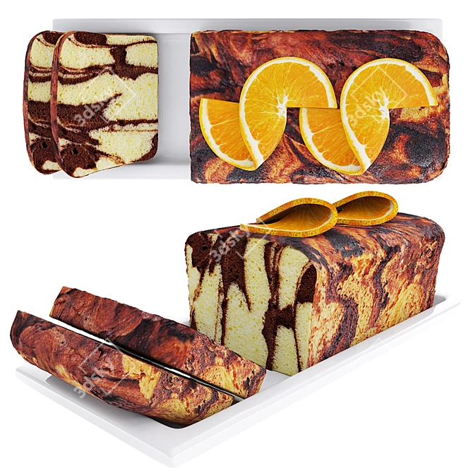 Marble Cake 3D Model Kit 3D model image 1