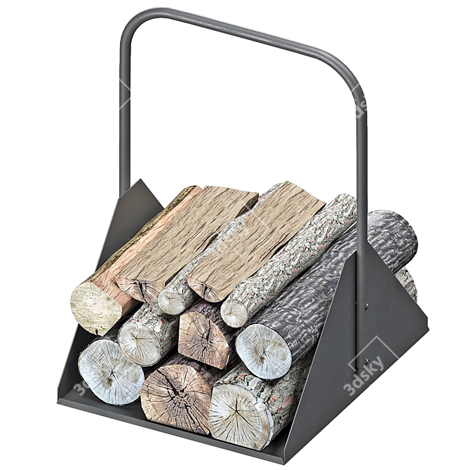 Portable Firewood Stand Rack Organiser 3D model image 7