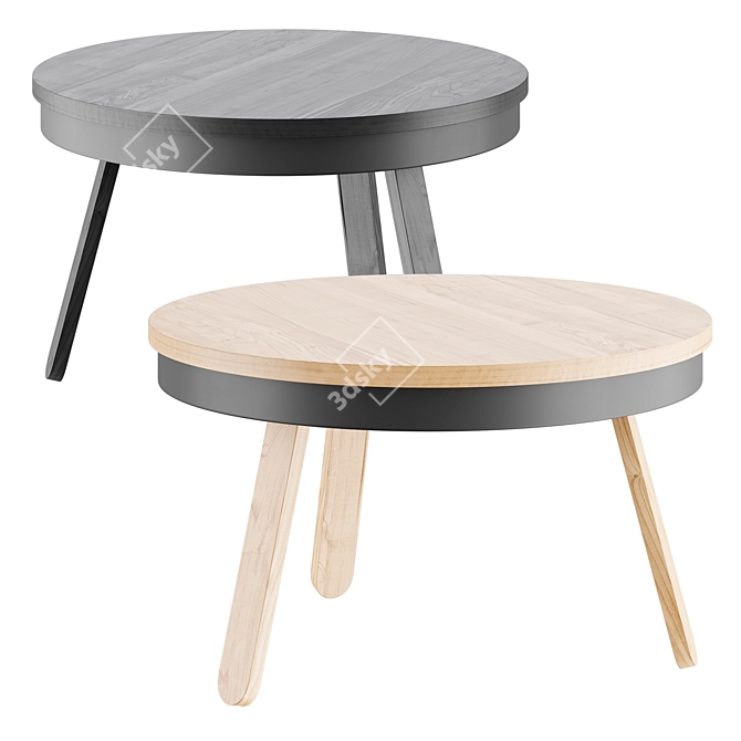 Modern Oak-BLCK CoffeeTable Storage Ø60cm 3D model image 2