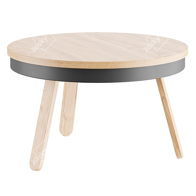 Modern Oak-BLCK CoffeeTable Storage Ø60cm 3D model image 3