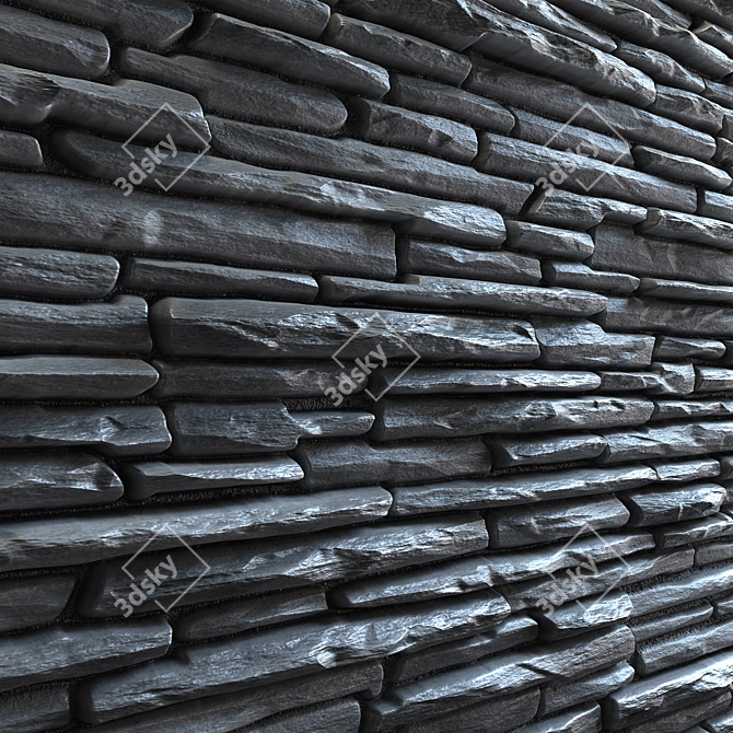 Stone Wall PBR Texture Set 3D model image 2