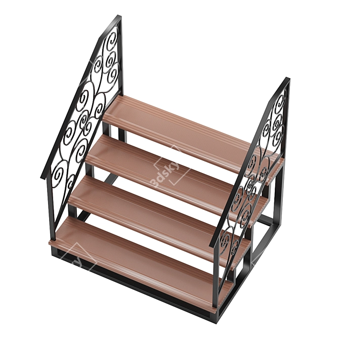 Forged DPC Step Metal Staircase 3D model image 2