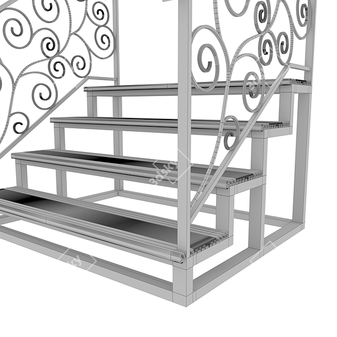 Forged DPC Step Metal Staircase 3D model image 5