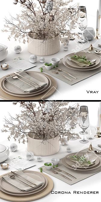 Title: Decor Set with Tableware 3D model image 2